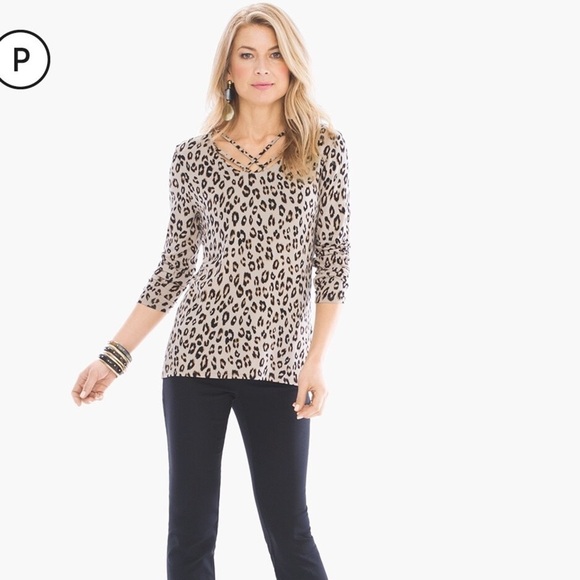 Layered Criss-Cross Leopard Animal Print Top Size 3, XL 16 - Picture 1 of 12